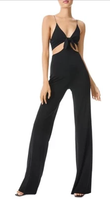 Mono Alice + Olivia Talla 6 Habana Corbata Frontal Corte Pierna Ancha Una Pieza Negro Foto 1 de 4