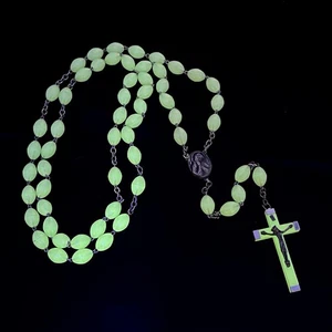 Large Religious Vintage Glow In The Dark Rosary Italy Catholic Christian Prayer - Picture 1 of 13