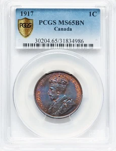 1917 George V Large Cent - PCGS MS65BN - VERY PQ WITH CLAIMS TO FULL RB! RAR! - Bild 1 von 2