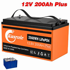 kusroie 12V 200Ah PLUS LiFePO4 Akku Lithium Batterie Mit 200A BMS für Solar Kit
