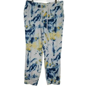 Style & Co Joggers 0X Blue Yellow Tie Dye Drawstring Mid Waist Lounge Boho Art - Picture 1 of 7