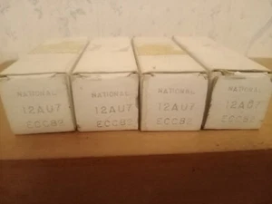 Pair 12AU7 ECC82 Nos Tube National Early Dark Plate Black Anode Slanting D Ring - Picture 1 of 6