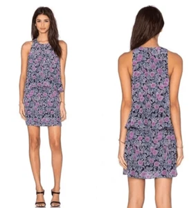 Joie Everla Floral Caviar and Shadow Lily Floral Dress Size XS Popover Purple - Bild 1 von 10