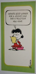 Vintage, Peanuts Lucy Weihnachtskarte, "Unendlich gute Wünsche für ein fröhliches Weihnachtsgeschenk", brandneu - Bild 1 von 4