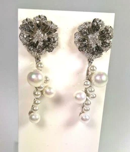 ORECCHINI PENDENTI DONNA ARGENTO RIVIELLO SWAROVSKY PERLE SILVER ORIGINALE - Picture 1 of 1