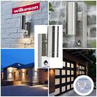 Wilko Double Twin Light Wall With PIR Movement Sensor Stainless Steel & Glass