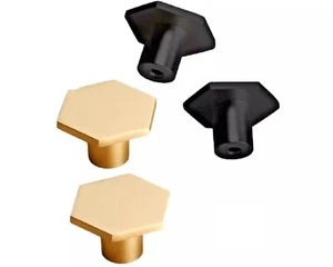 Schrankknopf Sechseck Schrank massiv Messing gebürstet und schwarz - Bild 1 von 4