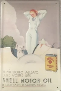 Concha Motor Oil (Mujer en Blanco) Relieve Acero Letrero 300mm x 200mm - Picture 1 of 1