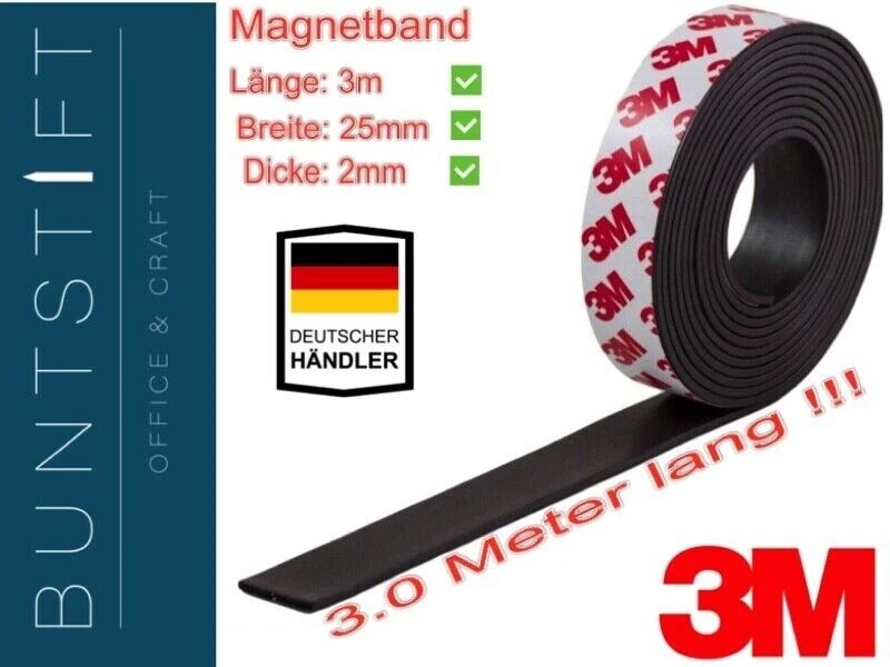 Magnetband 3,0 Meter Rolle oder Musterstück - selbstklebend Original 3M - Bild 1 von 1