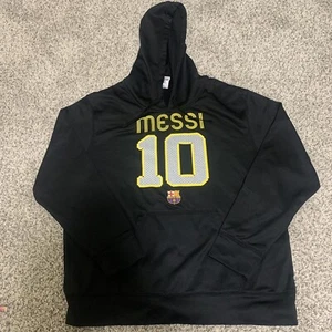 FCB Barcelona Spain Messi 10 Black Hoodie Size XL Barca Soccer Lionel Messi - Picture 1 of 10