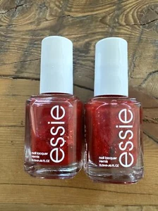 ESSIE NAIL LACQUER 2 Pack Knotty Or Nice Sparkly Glitter Red 1594 - Picture 1 of 3