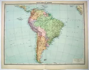 South America - Original 1926 Map by George Philip. Vintage - Picture 1 of 3