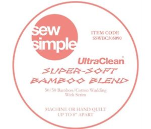 Sew Simple Bamboo Cotton Quilting Washable Batting Wadding 90" Wide