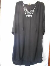 Cross Stitched Black and White Size L (12 - 14) Tunic dress