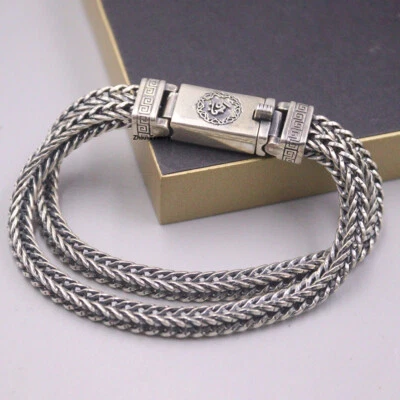 Real S925 Sterling Silver Chain 9mm Double Wheat Link Bracelet 39-40g 7.9inch A - Image 1 of 4