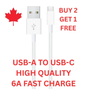 USB-A TO USB-C Cable 6A FAST CHARGER ANDROID SAMSUNG GOOGLE PIXEL NINTENDO - Picture 1 of 6
