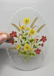 Glass window wall picture pendant window picture hand painted flowers unused new 14cm - Picture 1 of 4