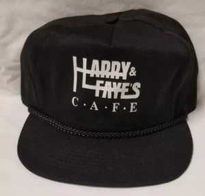 Vintage Otto Harry & Fayes Cafe Abendessen Seil Schieberiemen hinten Kappe Mütze schwarz  - Bild 1 von 6