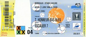 ENTRADA: MUNDIAL 1998 FRANCIA - Italia v Chile (Burdeos) PARTIDO 04 - SIN USAR - Imagen 1 de 1