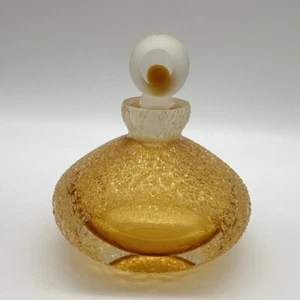 Art Glass Perfume Decanter Amber Cased Clear Bumpy Surface Cut Smooth Window - Picture 1 of 22