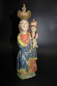 sehr schöne alte Holzscheitel-Madonna um 1850 Pribram Böhmen