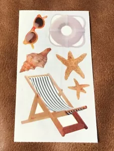 FOGLIO ADESIVO FRANCES MEYER ~ SEDIA DA SPIAGGIA CONCHIGLIE OCCHIALI DA SOLE RITIRATO * - Foto 1 di 1