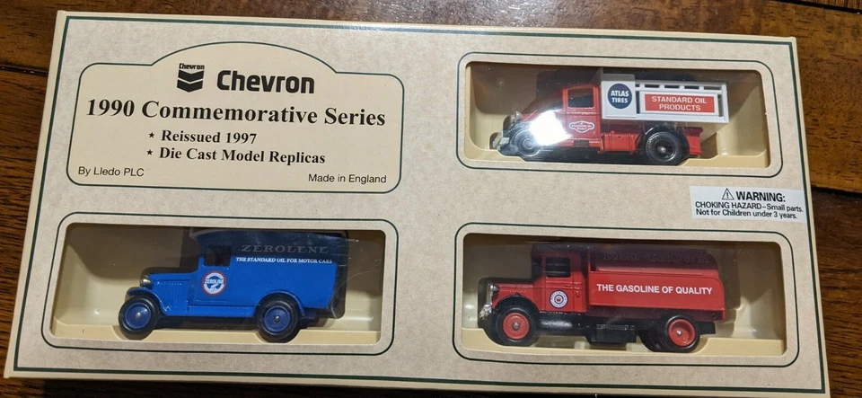 Lledo Chevron 1990 Commemorative Series Die Cast Model Replicas Trucks Set of 3