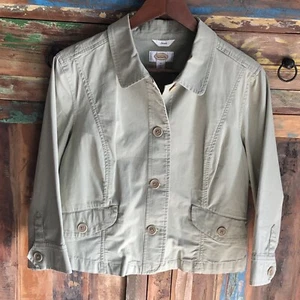 Talbots Womens Shacket Chore Jacket Utility Coat Sz 12 Green Cropped Lightweight - Picture 1 of 9