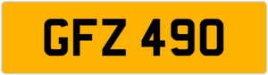 GFZ 490 G 3x3 DATELESS PRIVATE NUMBER PLATE GAZ GAV GEO GUS GUY GRACE GEM GED GS - Picture 1 of 1