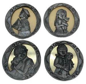 Michael Ricker Pewter Pewter Boy Girl Dog Sailbot Brass Limited Edition Set of 4 - Picture 1 of 7