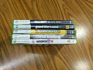 Xbox 360 5 Spiele Bundle - Starwars 2, Madden NFL10, Tomb Raider, Call Duty B/O 2, - Bild 1 von 6