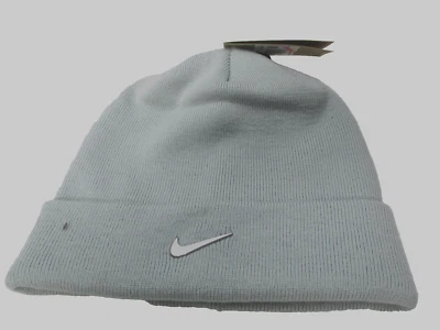 Nike Swoosh Logo Gorro con Puños Gris/Plateado Adulto Talla Única Invierno Foto 1 de 4