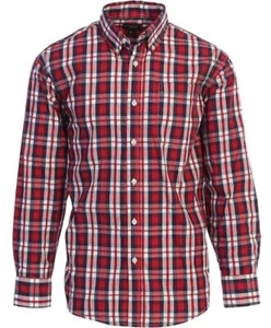 Sun+Stone Men's size 2XL red Dio Plaid Patch Pocket Button Up Shirt - Picture 1 of 19