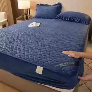Crystal Fleece Bed Padded Fitted Sheet Fleece Sheet All-Inclusive Mattress Cover - Picture 1 of 25