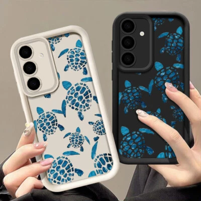 Phone Case For Smausng S25 S24 S23 A16 A15 A35 A56 A36 Blue Turtle Soft Cover - Image 1 of 4