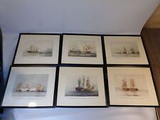 Lot of 6 RARE LITHOGRAPHS ROD CLAUDIUS 1937 NAVY BATTLE SHIPS Military framed