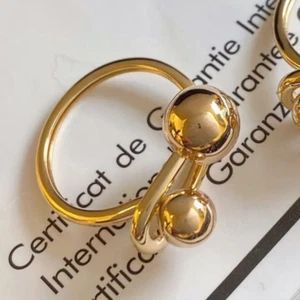 Unique Modern Minimalism Geometry Style Gold Ball Lady Ring Gift 14K Yellow Gold - Picture 1 of 7