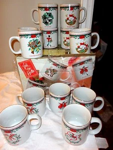 TENSHAN FINE CHINA 12 DAYS OF CHRISTMAS DECK THE HALLS MUGS 12 OZ ORIGINAL BOX - Picture 1 of 11