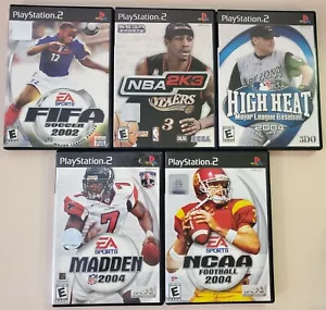 PS2 5er Set a.FIFA02 b.NBA2K3 c.High Heat 2004 d.Madden04 e.NCAA Football 04 - Bild 1 von 12