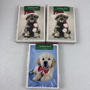 Weihnachtskarte Weihnachtszeit kuschelig niedliche Welpen Hunde 3 Sets mit 18 Karten & Umschlägen - Bild 1 von 8