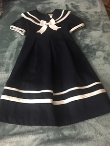 Rare Editions Blue and White Striped Sailor Dress Girls Size 4 - Picture 1 of 11