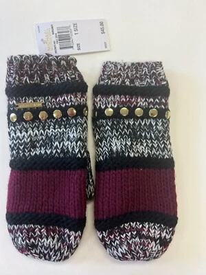 Michael Kors Mujer Oro Tachonado Borgoña Mitones-Nuevo con Etiquetas Foto 1 de 4