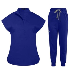 Scrubs Set for Women Nurse Uniform Jogger Suit Stretch Top & Pants with Multi... - Picture 1 of 7