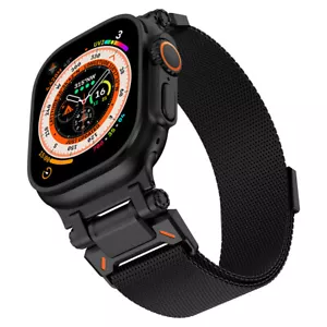 Cinturino ad anello in rete acciaio inox per Apple Watch 10 Ultra SE 9 8 7 chiusura magnetica - Foto 1 di 27