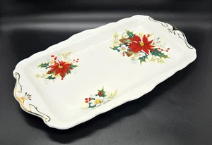 Royal Albert ~ Poinsettia ~ Sandwich Tray Platter ~ Bone China ~ Christmas - Picture 1 of 9