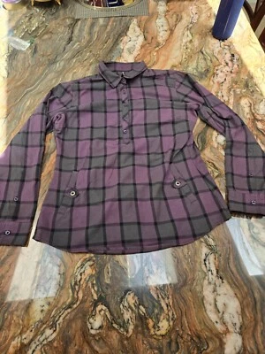 Camisa Kuhl para mujer mediana Rukus franela azul a cuadros 1/2 botones Foto 1 de 4