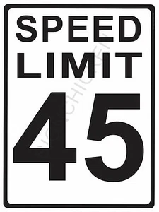 LÍMITE DE VELOCIDAD 45MPH - NUEVA SEÑAL DE ALUMINIO - 9 "X 12" señales de tráfico y calles - arte - Imagen 1 de 1