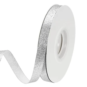 Silber Metallic Glitzerband Rolle, 3/8 Zoll x 25 Yards Glitzerband - Bild 1 von 7