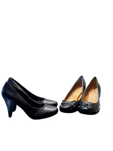 2 FÜR DIE KOSTEN VON 1! Avenue's Tara & Eve 8,5 W schwarze runde Zehenpartie Absätze/Pumps - Bild 1 von 13
