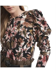 WITCHERY Floral Jersey Long Sleeve Blouse Top SIZE LARGE - Picture 1 of 6